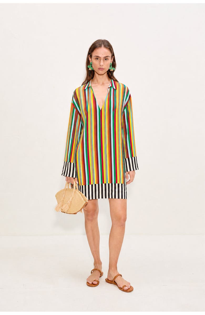 SIMONMILLER Diaz Crepe Mini Dress, Alternate, color, Vibrant Multi Stripe