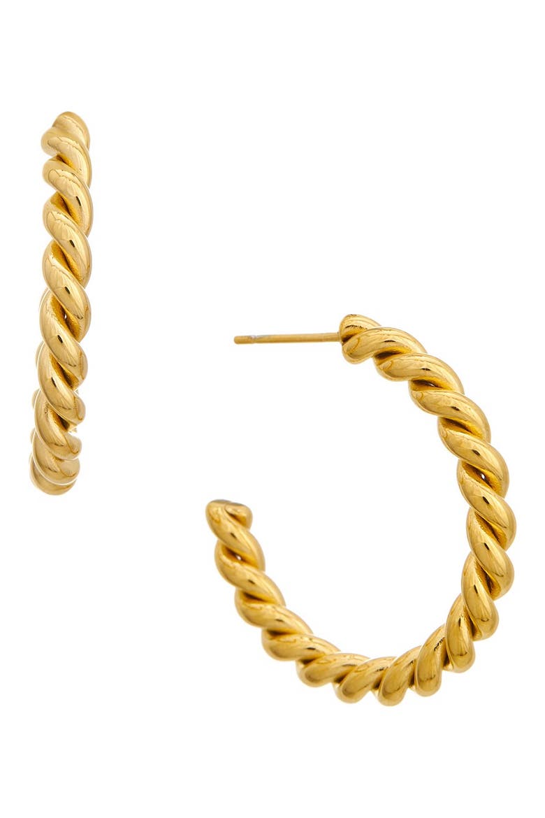 Twisted Hoop Earrings, Main, color, YELLOW