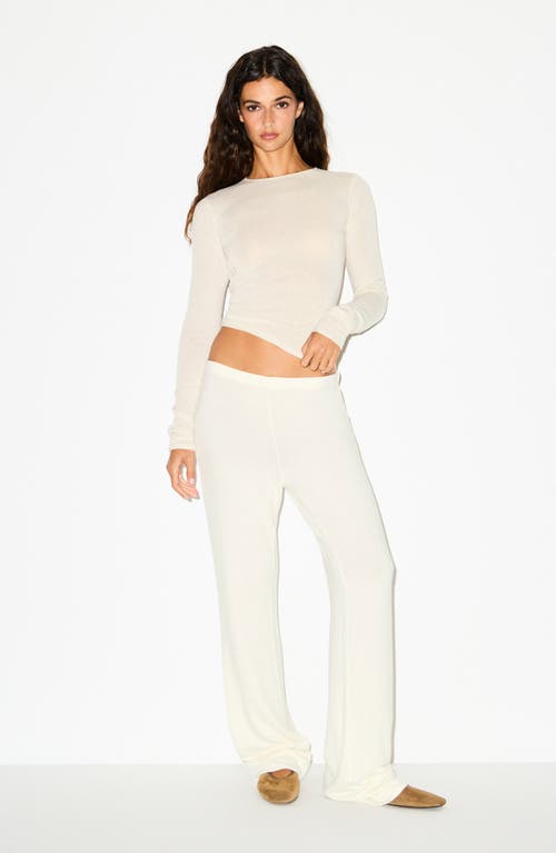 Skims Featherweight Cashmere Long Sleeve Top In White