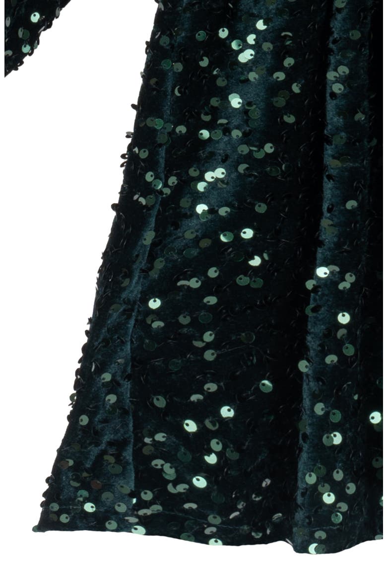 Kids' Sequin Velvet Minidress, Alternate, color, HUNTER