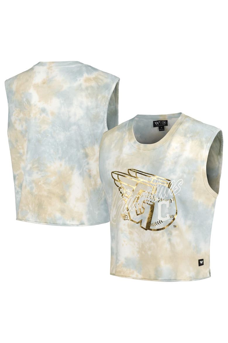 Women's The Wild Collective White Cleveland Guardians Washed Muscle Tank Top, Main, color, White