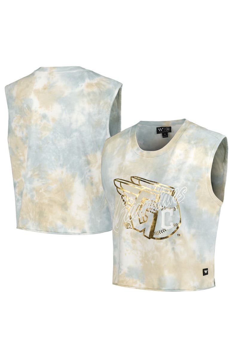 THE WILD COLLECTIVE Women's The Wild Collective White Cleveland Guardians Washed Muscle Tank Top, Main, color, White