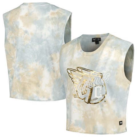 Women's The Wild Collective White Cleveland Guardians Washed Muscle Tank Top