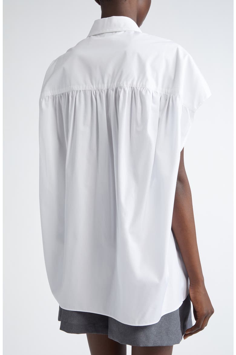 Embroidered Logo Sleeveless Cotton Poplin Cocoon Shirt, Alternate, color, LILY/ WHITE
