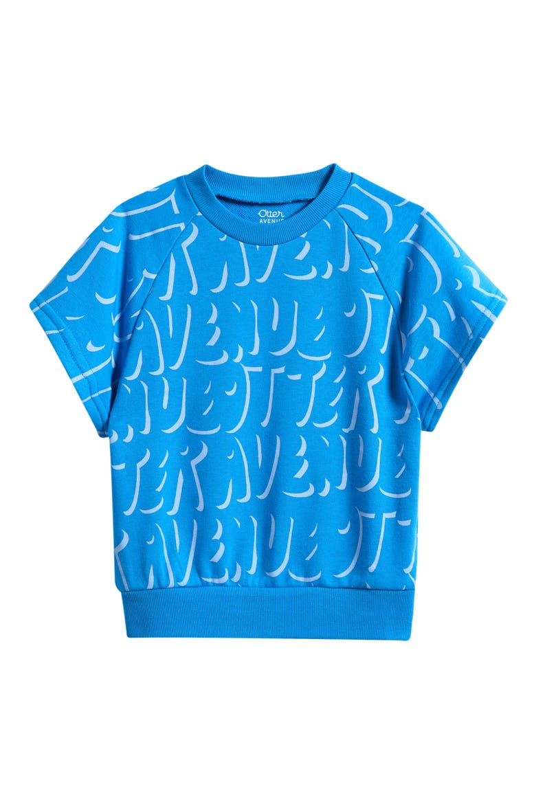 Kids' Raglan Short Sleeve Sweatshirt, Main, color, SURF AND TURQ PRINT