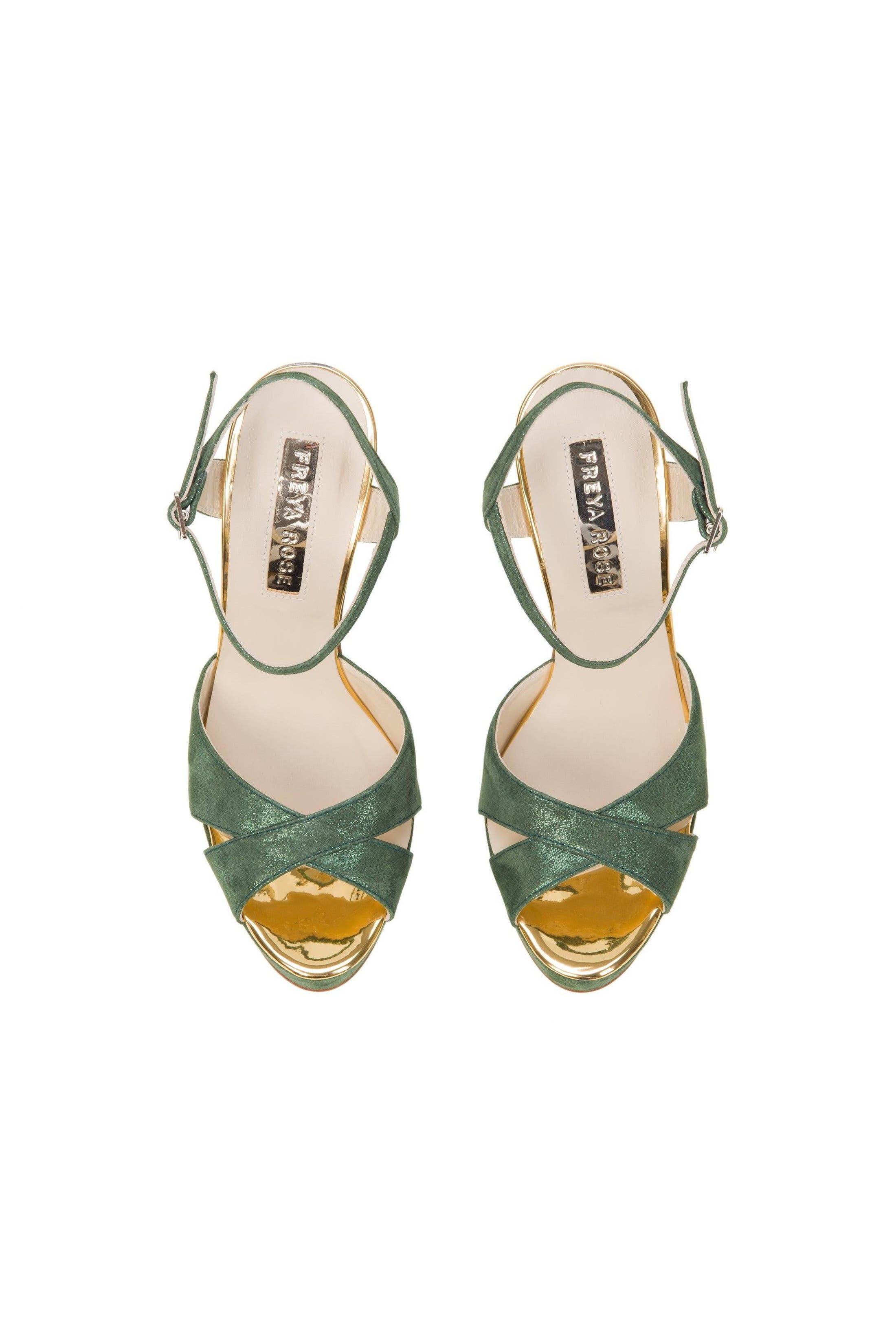 Freya Rose Cher Verde Ankle Strap Pearl Heel Sandal, Alternate, color, Green