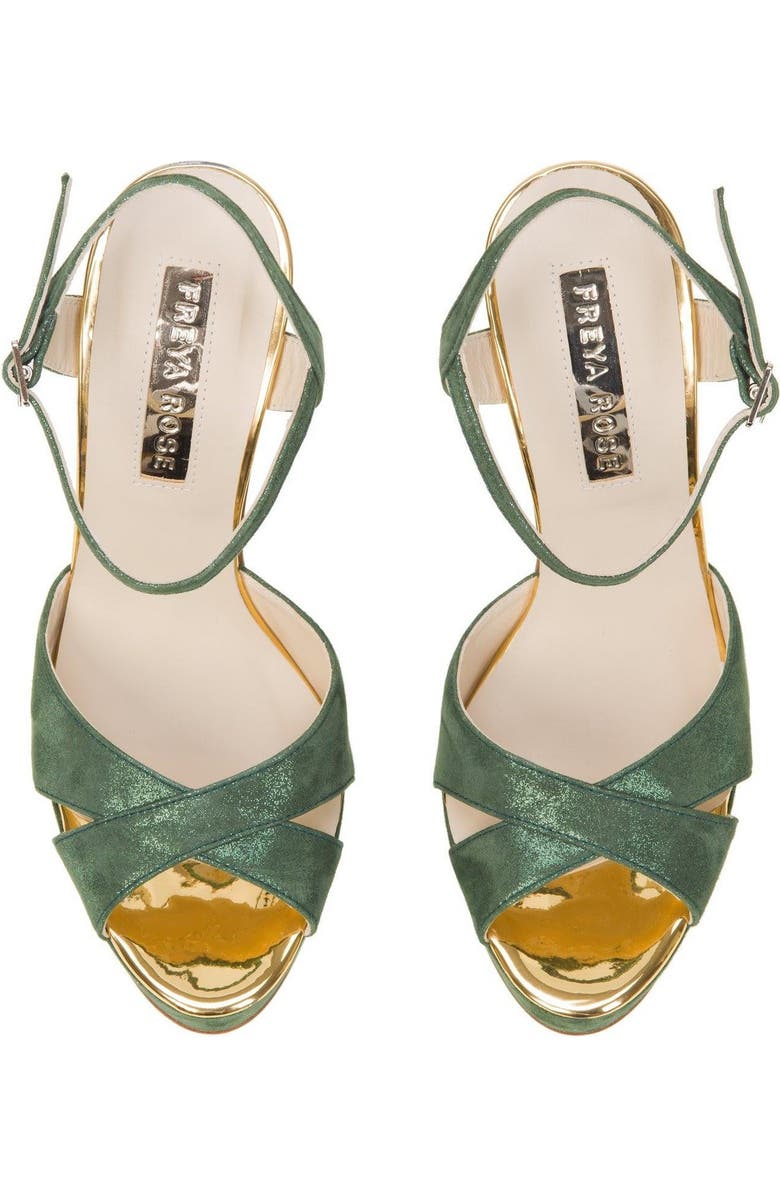 Freya Rose Cher Verde Ankle Strap Pearl Heel Sandal, Alternate, color, Green