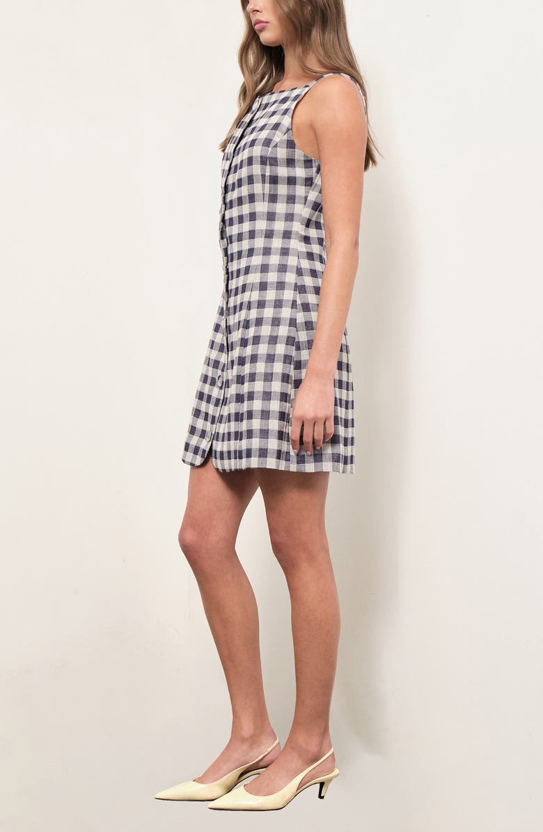 MAUDE CLUB Amanda Gingham Minidress, Alternate, color, Navy Gingham