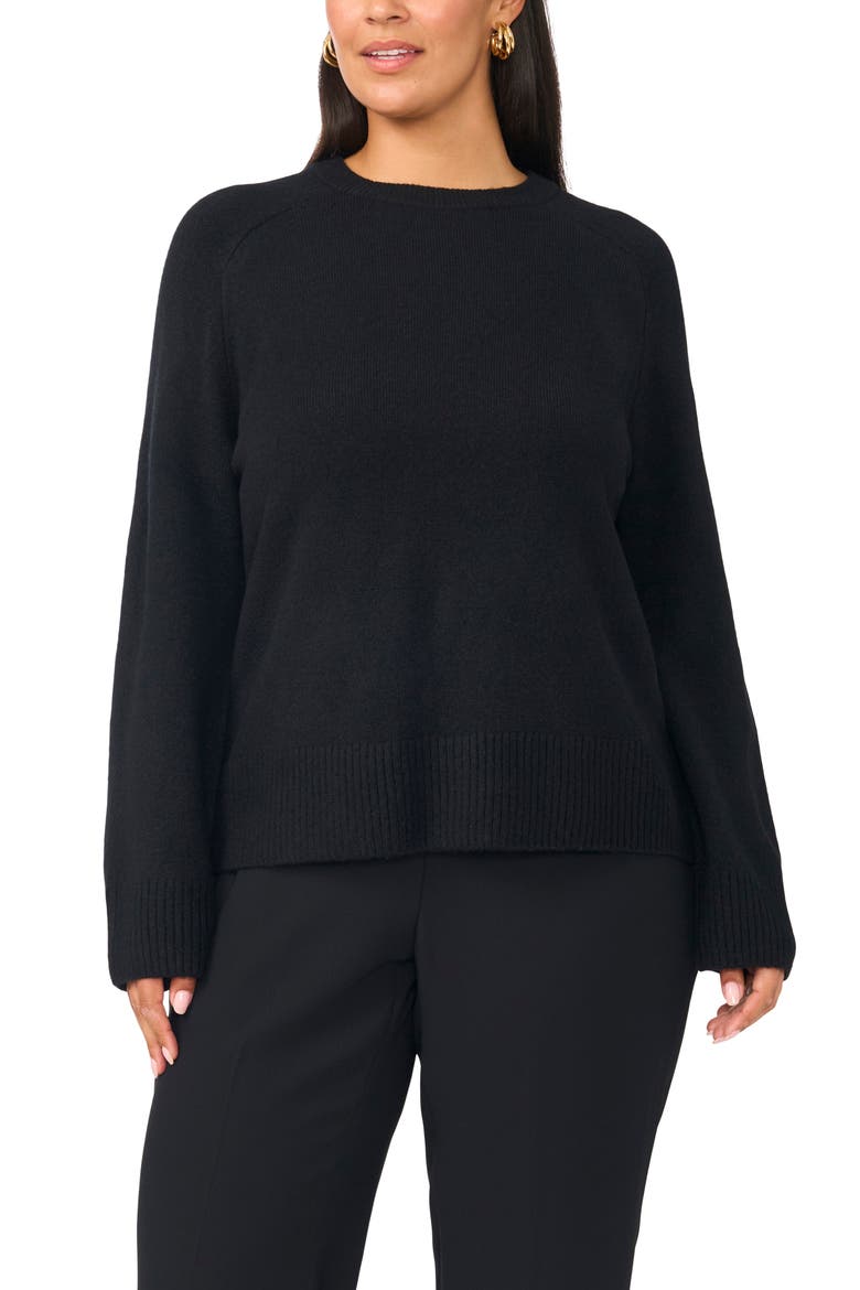 Saddle Shoulder Crewneck Sweater, Main, color, RICH BLACK