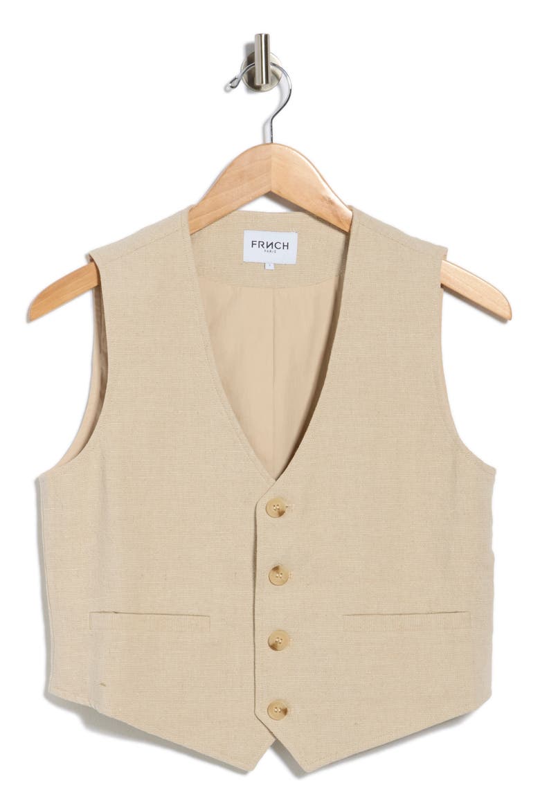 Alix Linen & Cotton Vest, Alternate, color, BEIGE