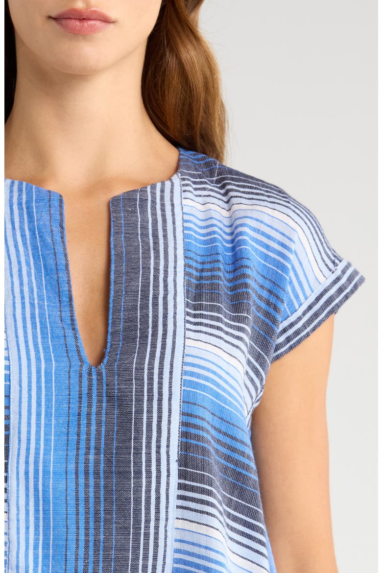 Elina Stripe Cotton Caftan, Alternate, color, BLUE