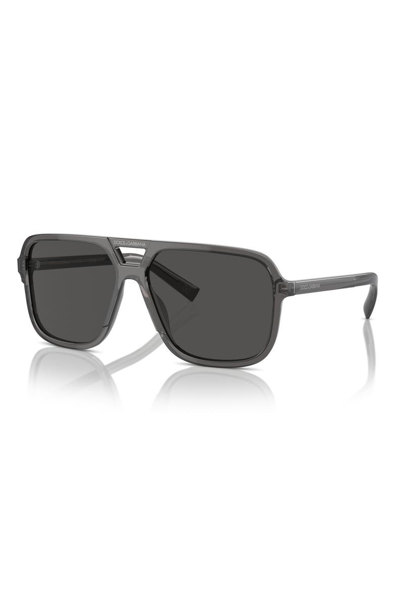 Dolce&Gabbana 61mm Flat Top Pilot Sunglasses, Alternate, color, Grey