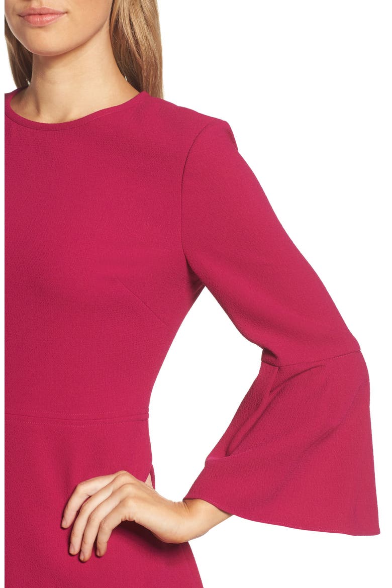 Bell Sleeve Fit & Flare Dress, Alternate, color, MAGENTA