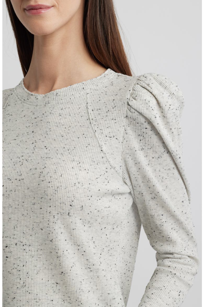 Puff Shoulder Long Sleeve Thermal Top, Alternate, color, HEATHER OFF WHITE