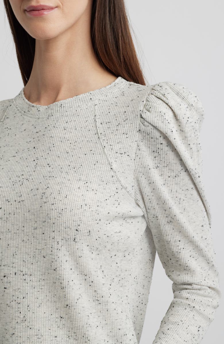 Wit & Wisdom Puff Shoulder Long Sleeve Thermal Top, Alternate, color, Heather Off White