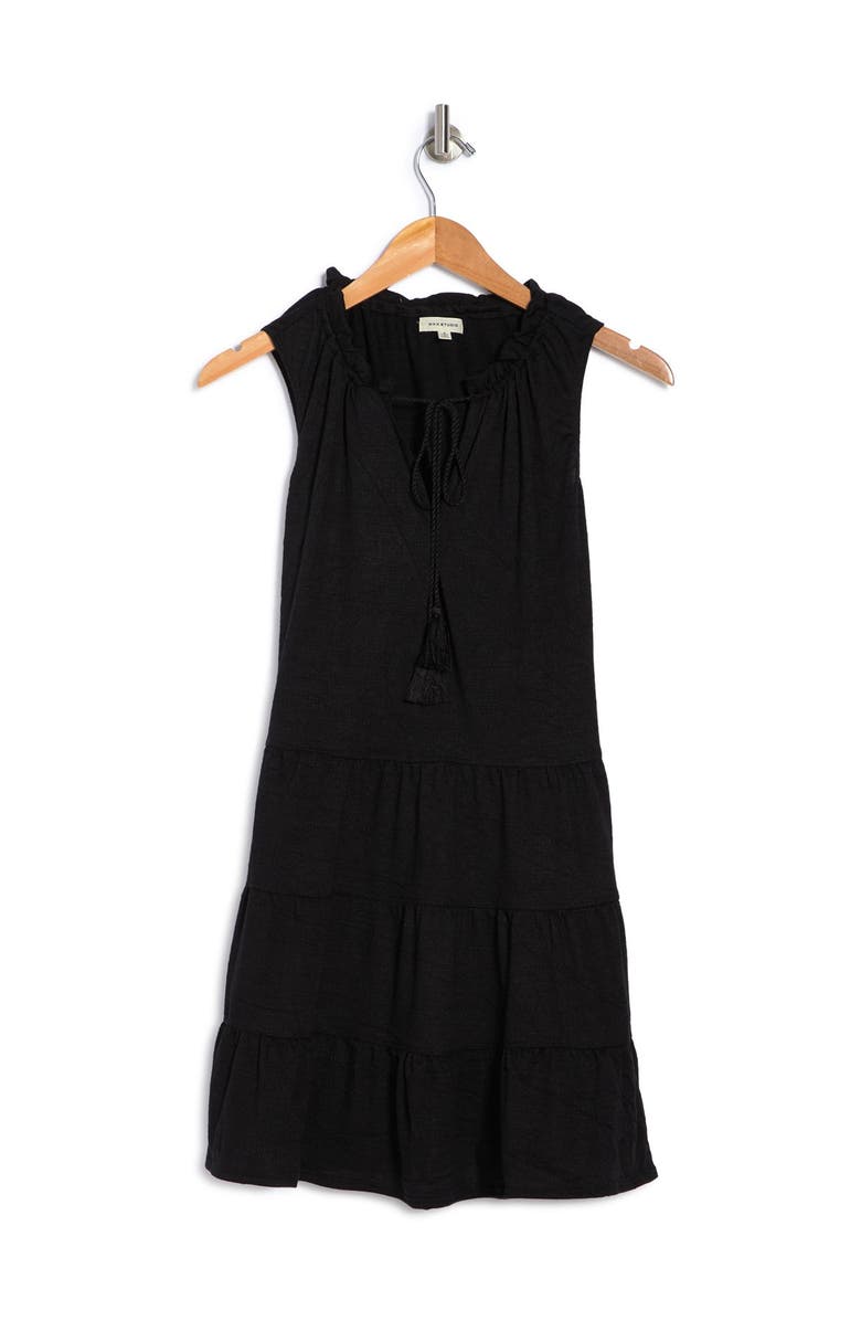 MAX STUDIO Tassel Tie Sleeveless Tiered Shift Dress, Alternate, color, Blck0t73-Black-0T73