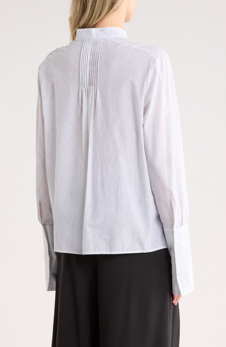 TWP Revelry Cotton & Linen Blend Shirt, Alternate, color, White / Charcoal