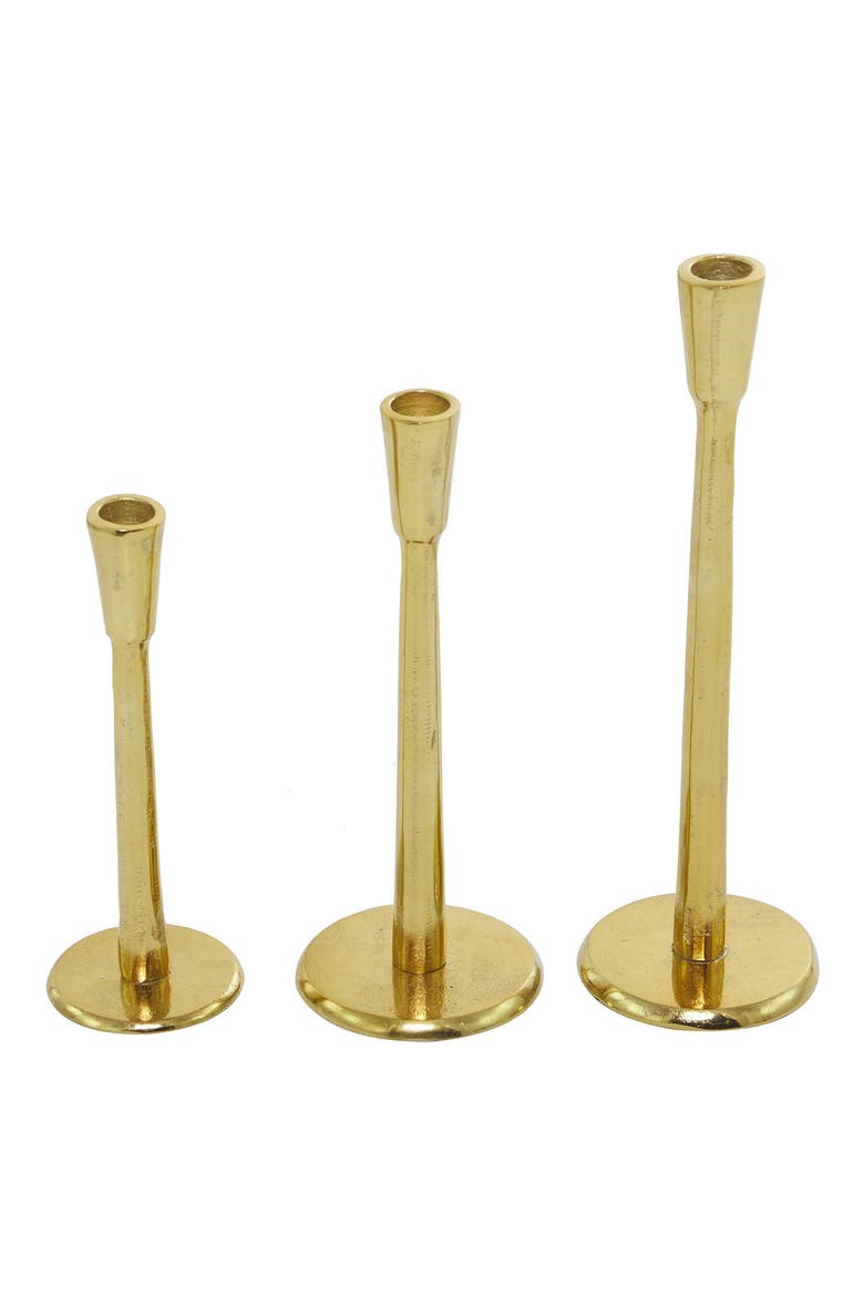 Set of 3 Modern Candleholders, Main, color, GOLD