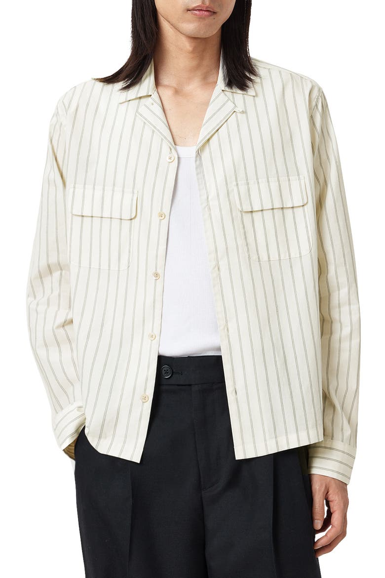 Stanley Stripe Button-Up Shirt, Main, color, SOAP WHITE