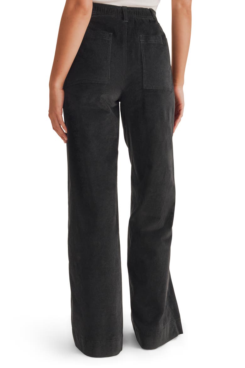 Colette Patch Pocket Wide Leg Corduroy Pants, Alternate, color, BLACK