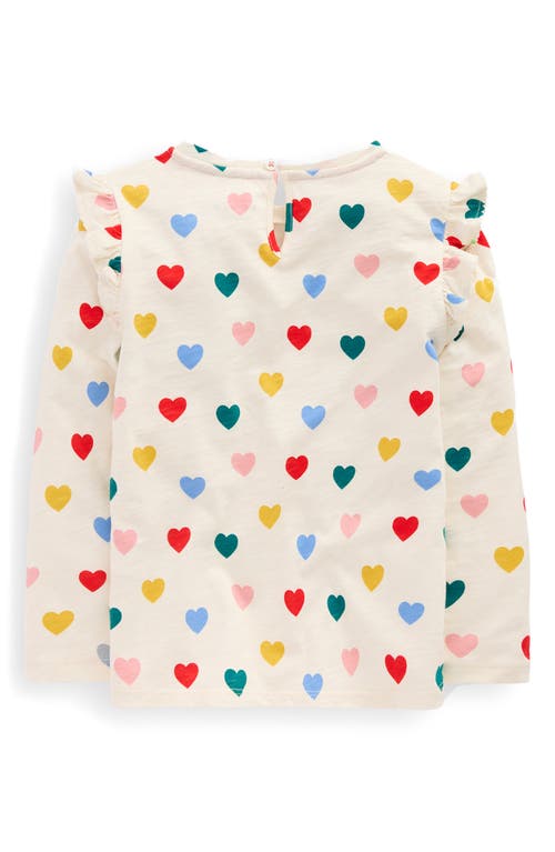 Mini Boden Kids' Frill Sleeve Cotton Slub Top In White