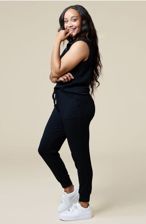 Softies Athleisure Puredream 1/4 Zip Sleeveless Jogger Lounge Set In Black