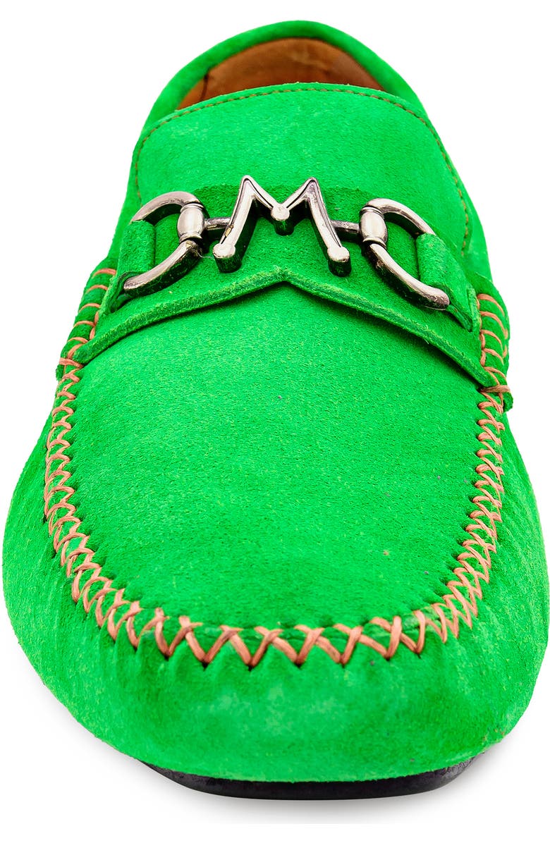Mezlan Initial Bit Ornament Leather Loafer, Alternate, color, Green