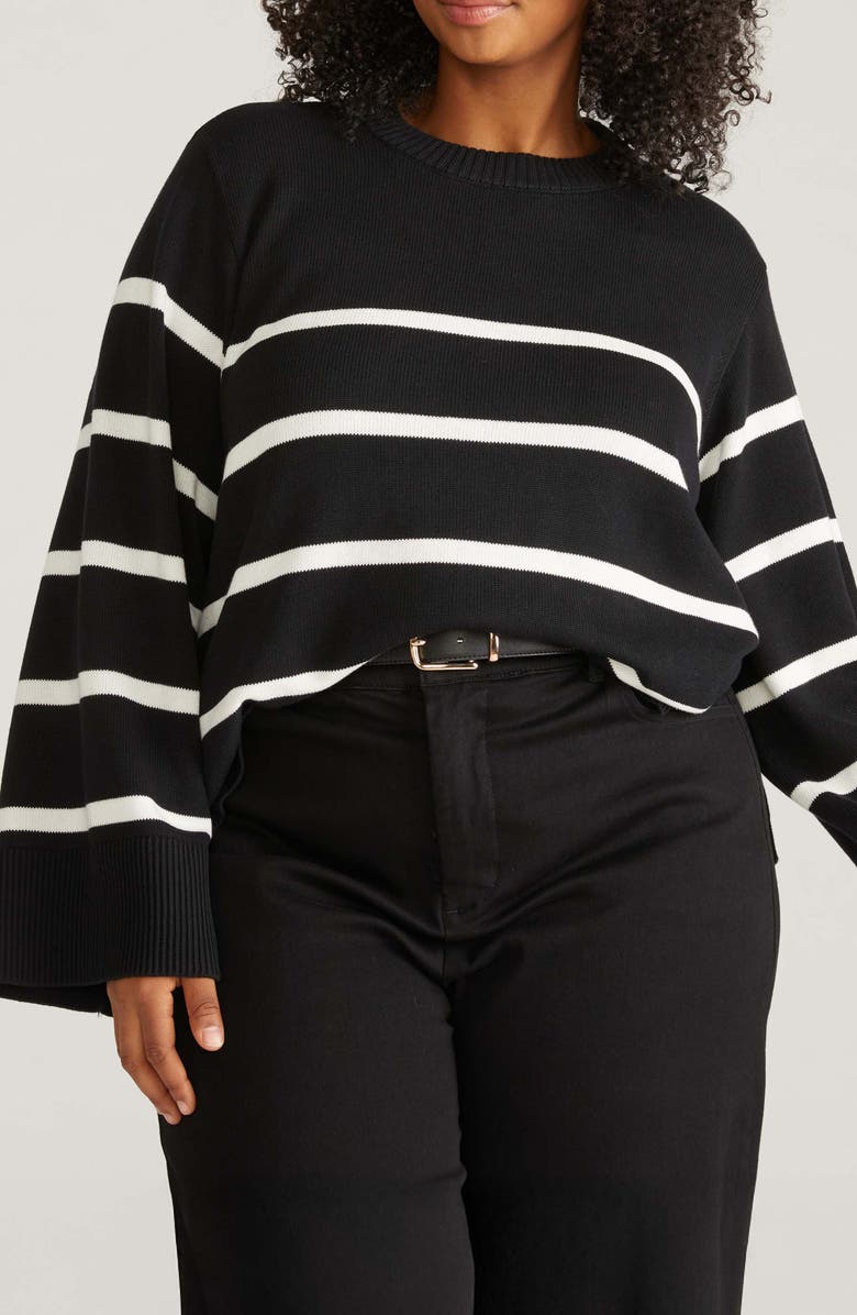 Universal Standard Bardot Stripe Cotton Sweater, Main, color, 