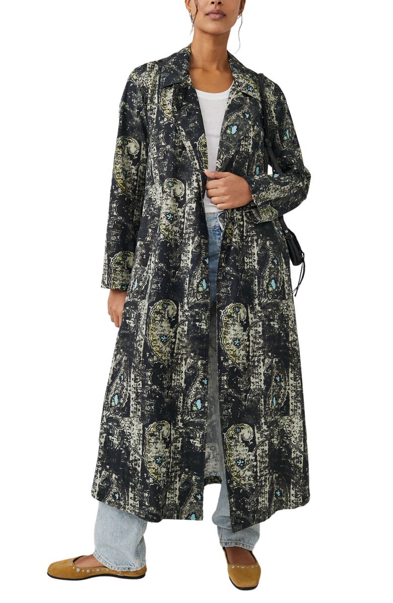 Free People Rae Paisley Print Cotton & Linen Duster Jacket, Alternate, color, 