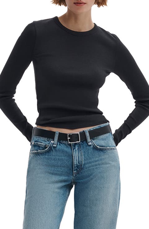 The Essential Rib Long Sleeve Cotton T-Shirt