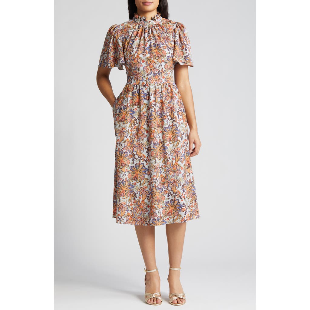 Julia Jordan Print Mock Neck Midi Dress