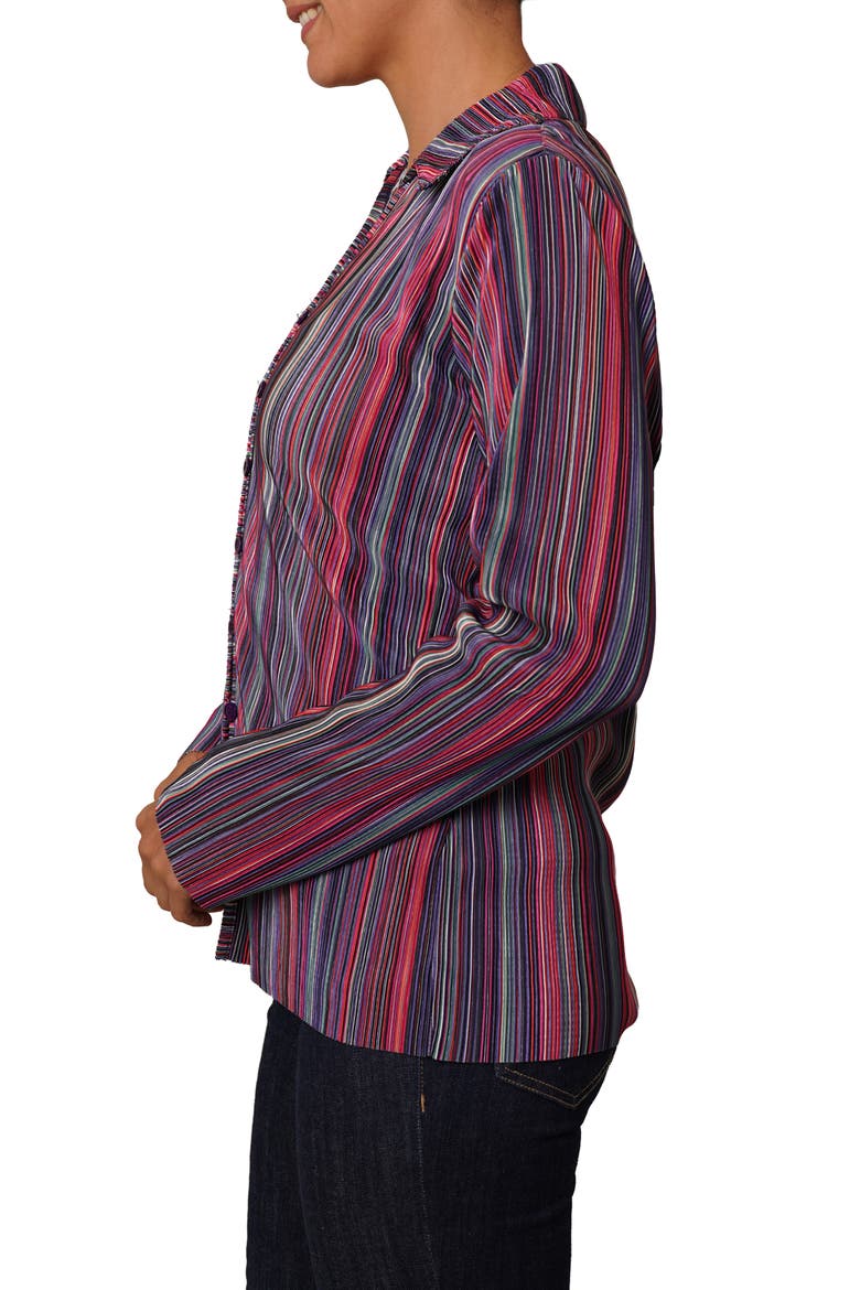 Plissé Button-Up Shirt, Alternate, color, AUTUMN MULTI