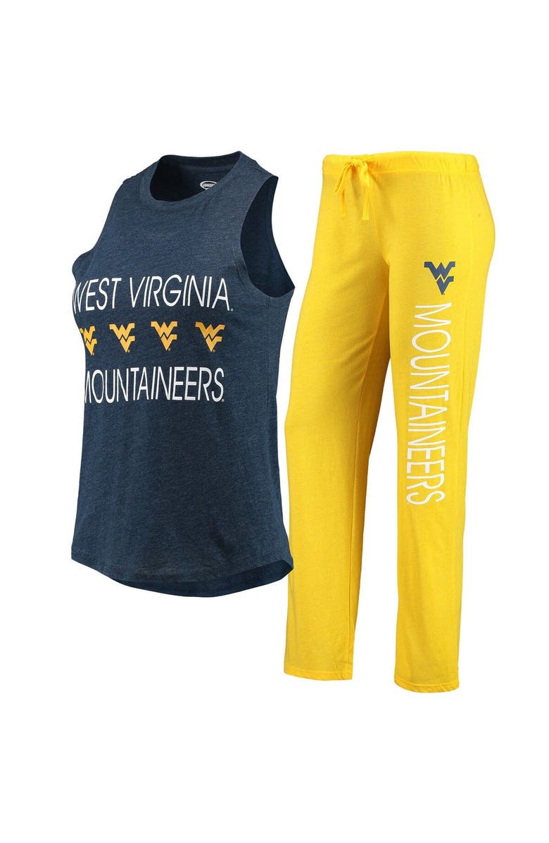 CONCEPTS SPORT Women's Concepts Sport Gold/Navy West Virginia Mountaineers Tank Top & Pants Sleep Set, Main, color,