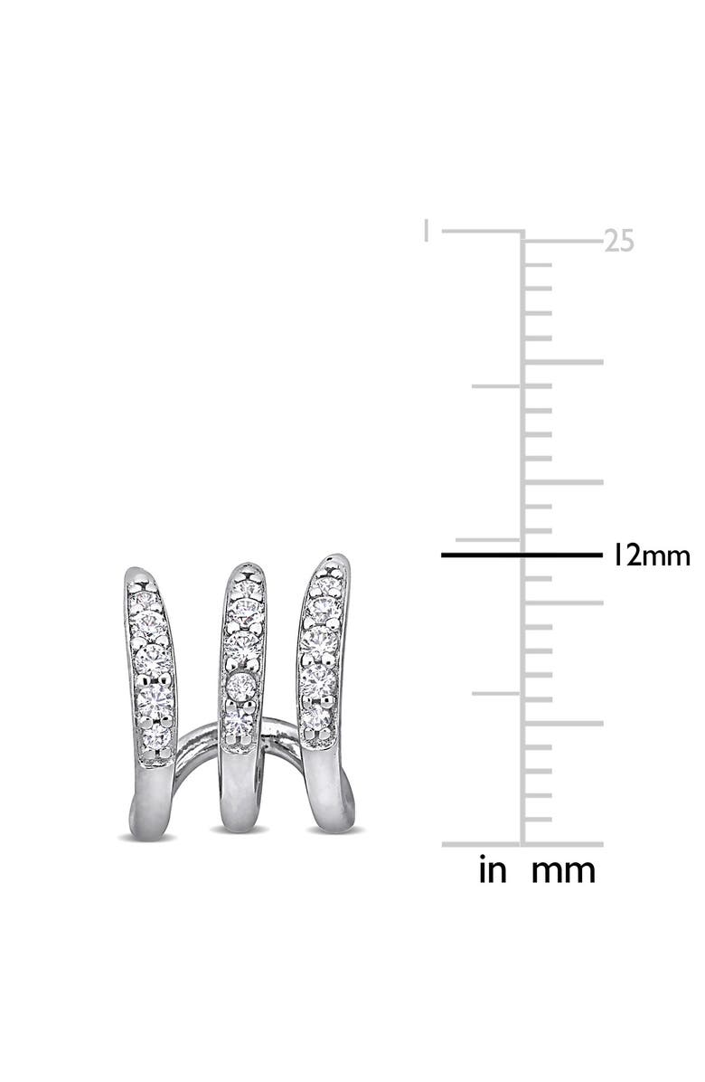 DELMAR Lab-Created White Sapphire Huggie Hoop Earrings, Alternate, color,