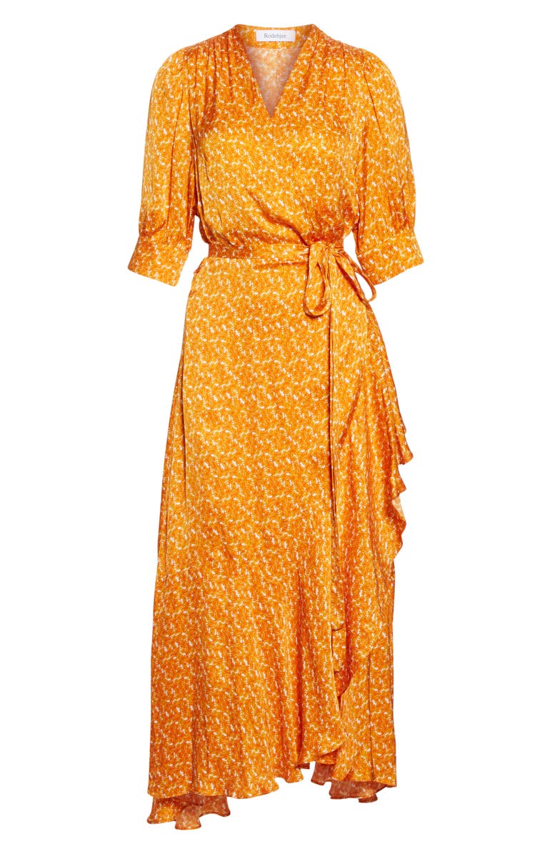 Rodebjer Kweller Floral Print Midi Wrap Dress, Alternate, color,