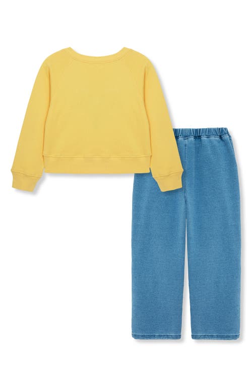 Peek Aren't You Curious Kids' Love Appliqué Sweatshirt & Graphic Pants Set In Yellow