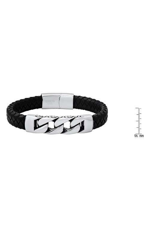 Hmy Jewelry Chunky Curb Link Braided Leather Bracelet