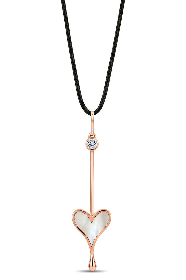 Love Wand Mother-of-Pearl & Lab Grown Diamond Pendant Necklace, Main, color, 18K ROSE GOLD