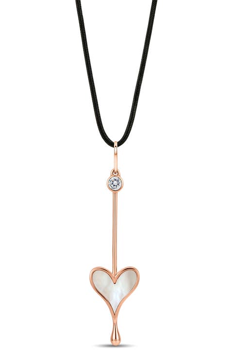 Love Wand Mother-of-Pearl & Lab Grown Diamond Pendant Necklace
