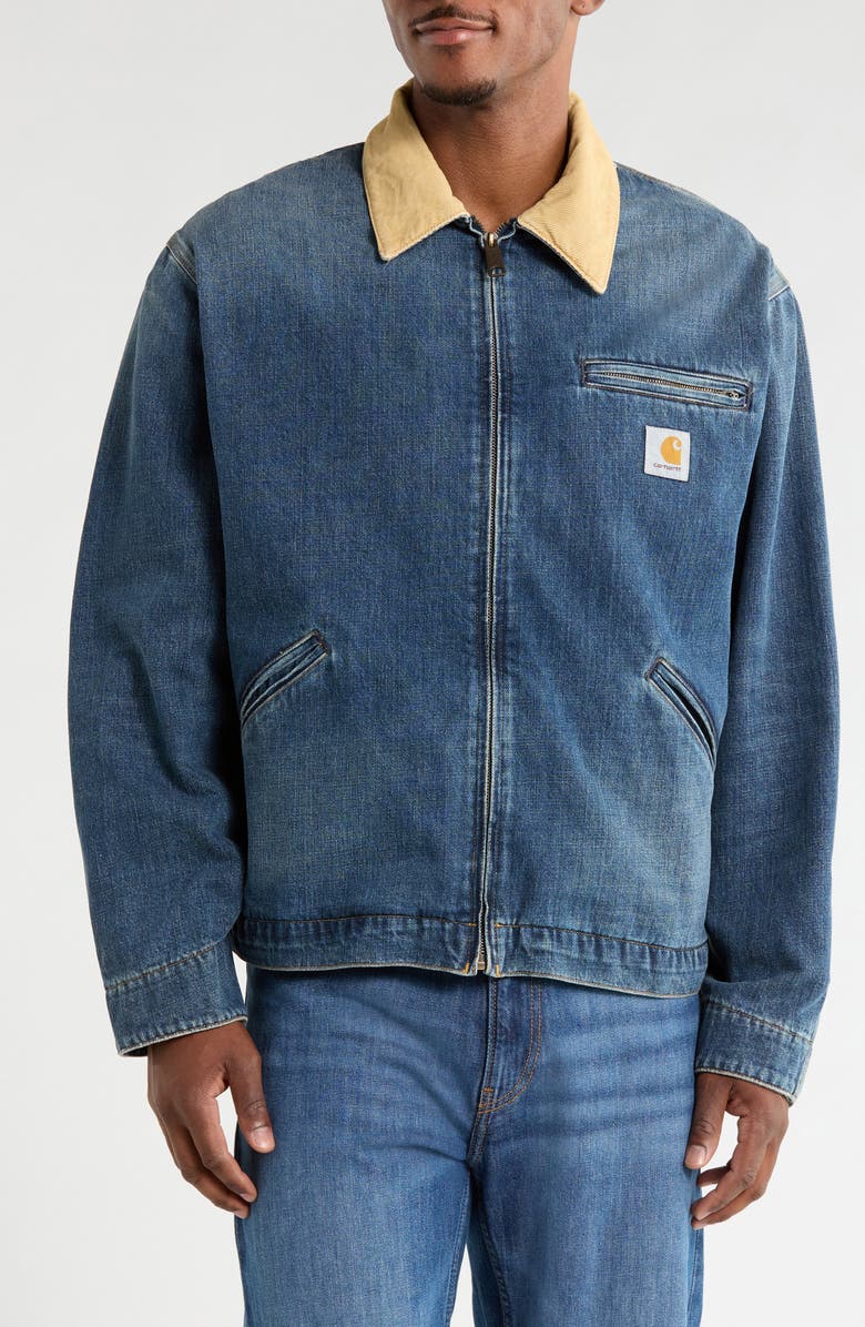 Carhartt Work In Progress OG Detroit Denim Jacket, Alternate, color, Blue / Dusty Heather Brown