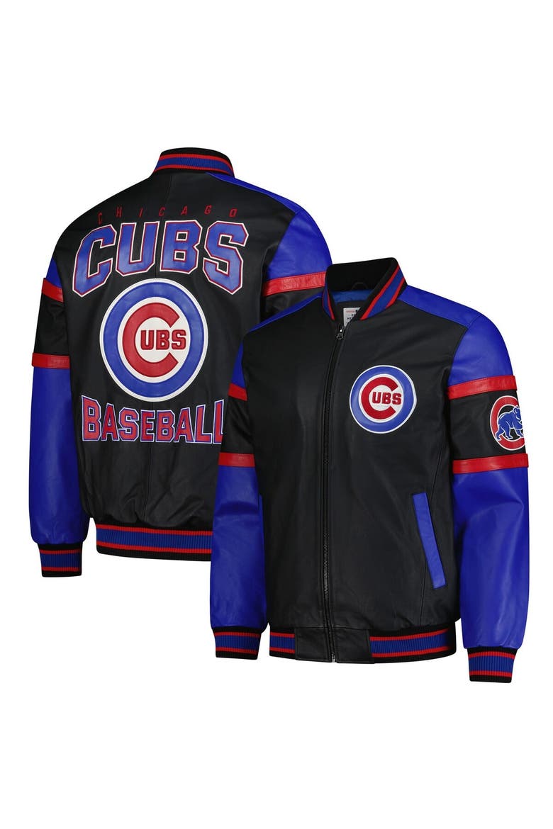 Men's G-III Sports by Carl Banks Black Chicago Cubs Full-Zip Leather Varsity Jacket, Main, color, Black