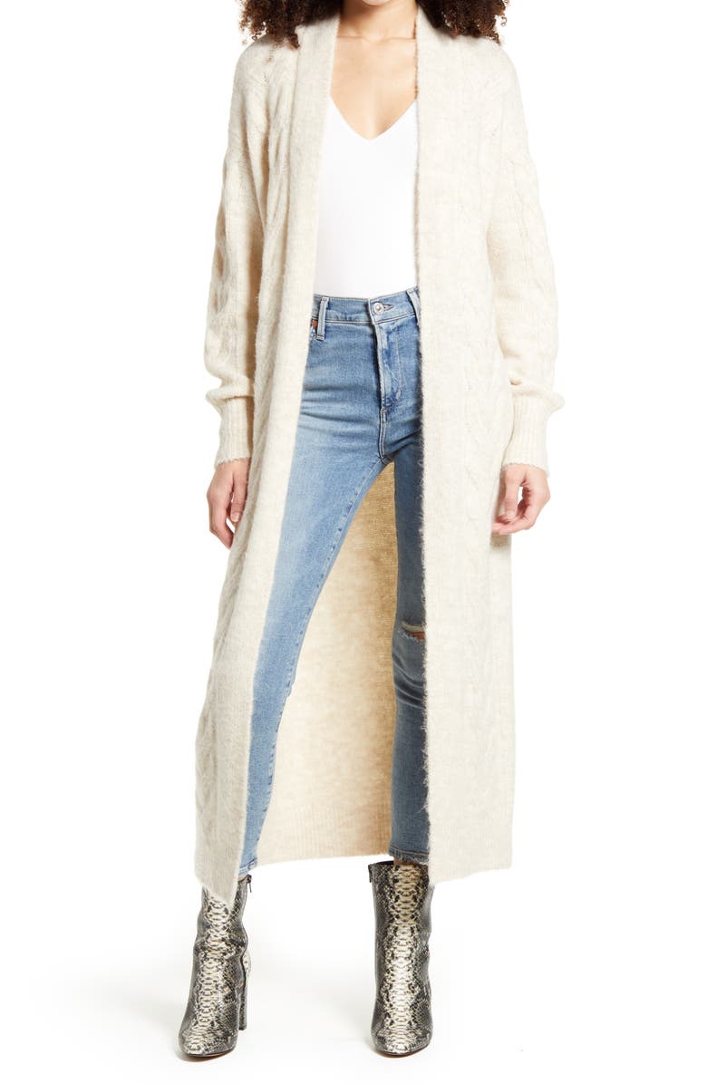 Leith Cozy Cable Knit Longline Cardigan, Main, color,