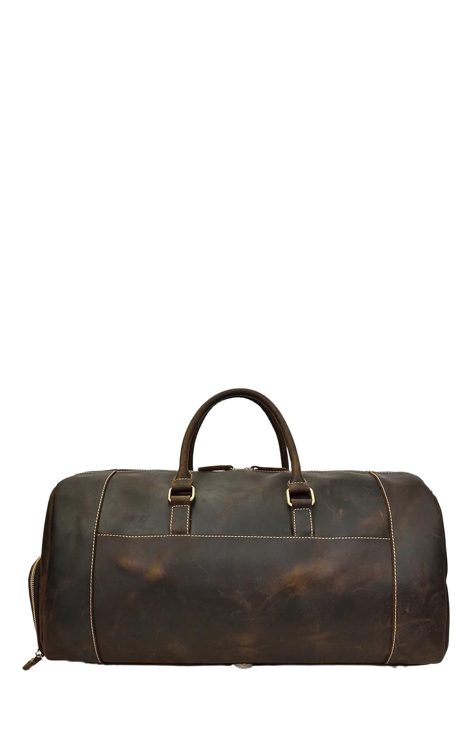 STEEL HORSE LEATHER The Bard Weekender | Handmade Leather Duffle Bag, Alternate, color, Dark Brown