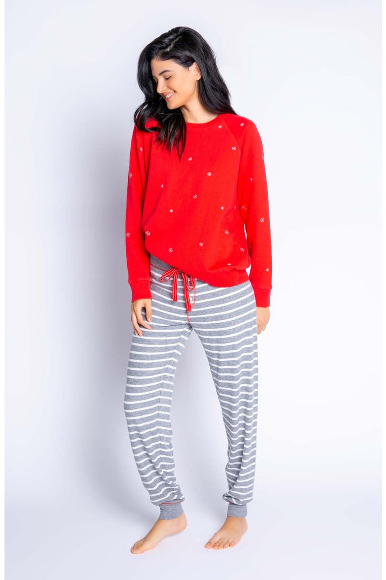Joyful Pajama Top, Alternate, color, RED HOT