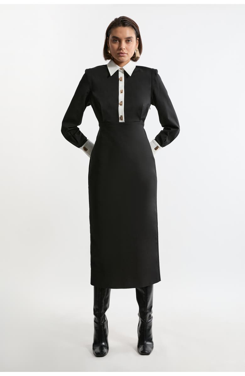 Karen Millen Petite Maxi Shirt Dress, Main, color, Mono
