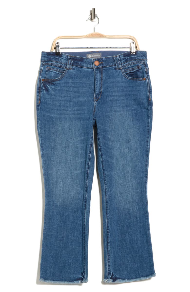 Democracy Fray Hem Crop Flare Jeans, Alternate, color, Mid Blue Artisanal