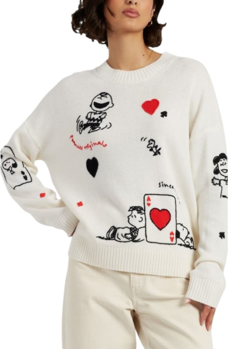 Chinti & Parker Wool Cashmere Charlie's Poker Pals Sweater, Alternate, color, Cream