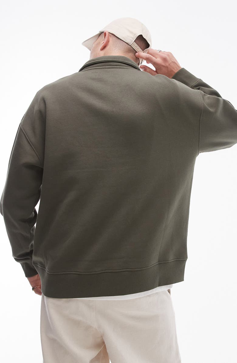 Topman Oversize Quarter Zip Sweatshirt, Alternate, color, 