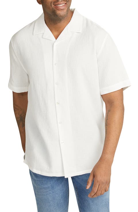 Griffen Relaxed Fit Textured Cotton Camp Shirt