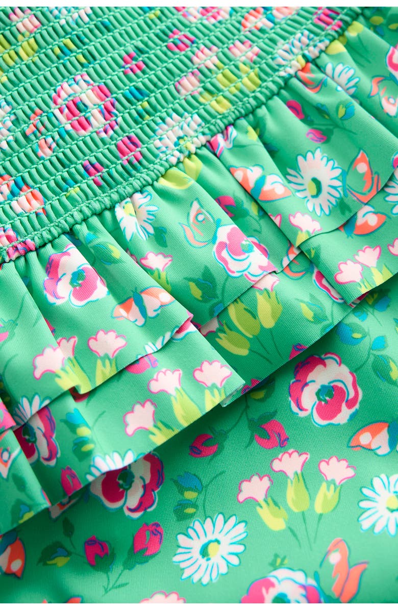 Mini Boden Kids' Smocked Two-Piece Swimsuit, Alternate, color, Aquamarine Butterfly Floral